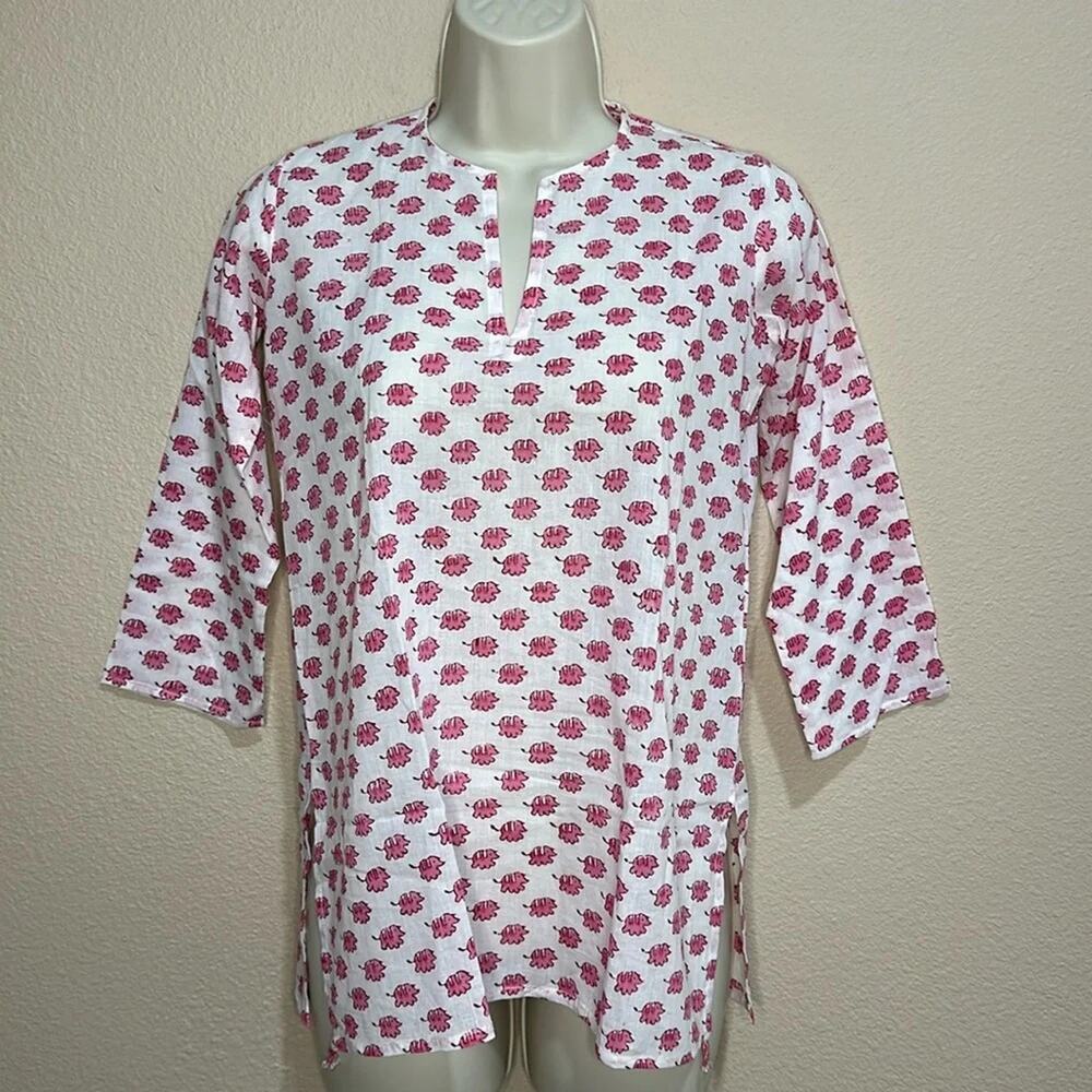 ROBERTA ROLLER RABBIT Pink Elephant Cotton Blouse, Size 6, NWT